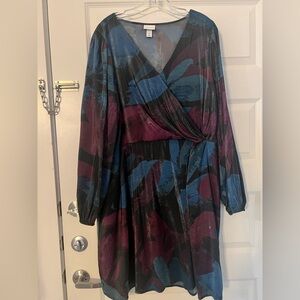 Ava & Viv Long Sleeve Dress in Blue and Purple